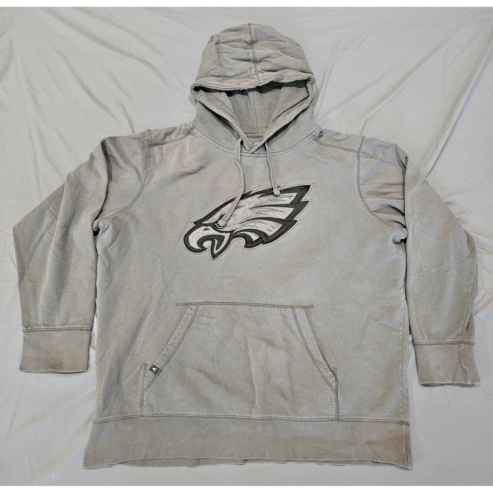 Antigua Philadelphia Eagles Hoodie Men XXL Gray Distressed NFL Pullover